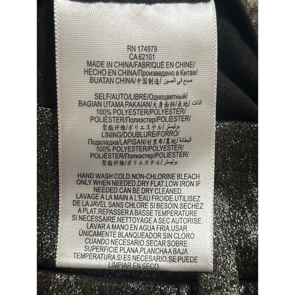 BCBGMAXAZRIA Metallic High Waist Pants Trousers Black Silver Pleated Club Party - Picture 6 of 6